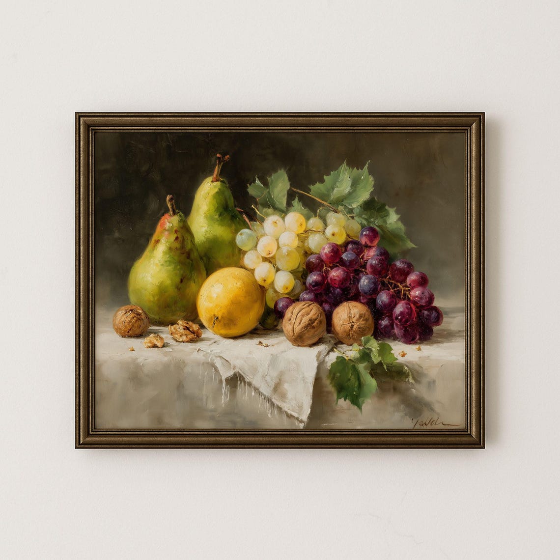 Vintage Autumn Fruit Still Life Painting Kitchen Art Print H122
