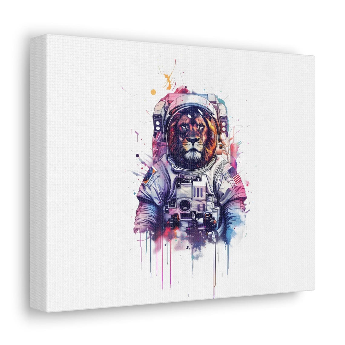 Fierce Lion Astronaut Watercolor Paint Splash Galaxy Cosmic Poster - Image 2