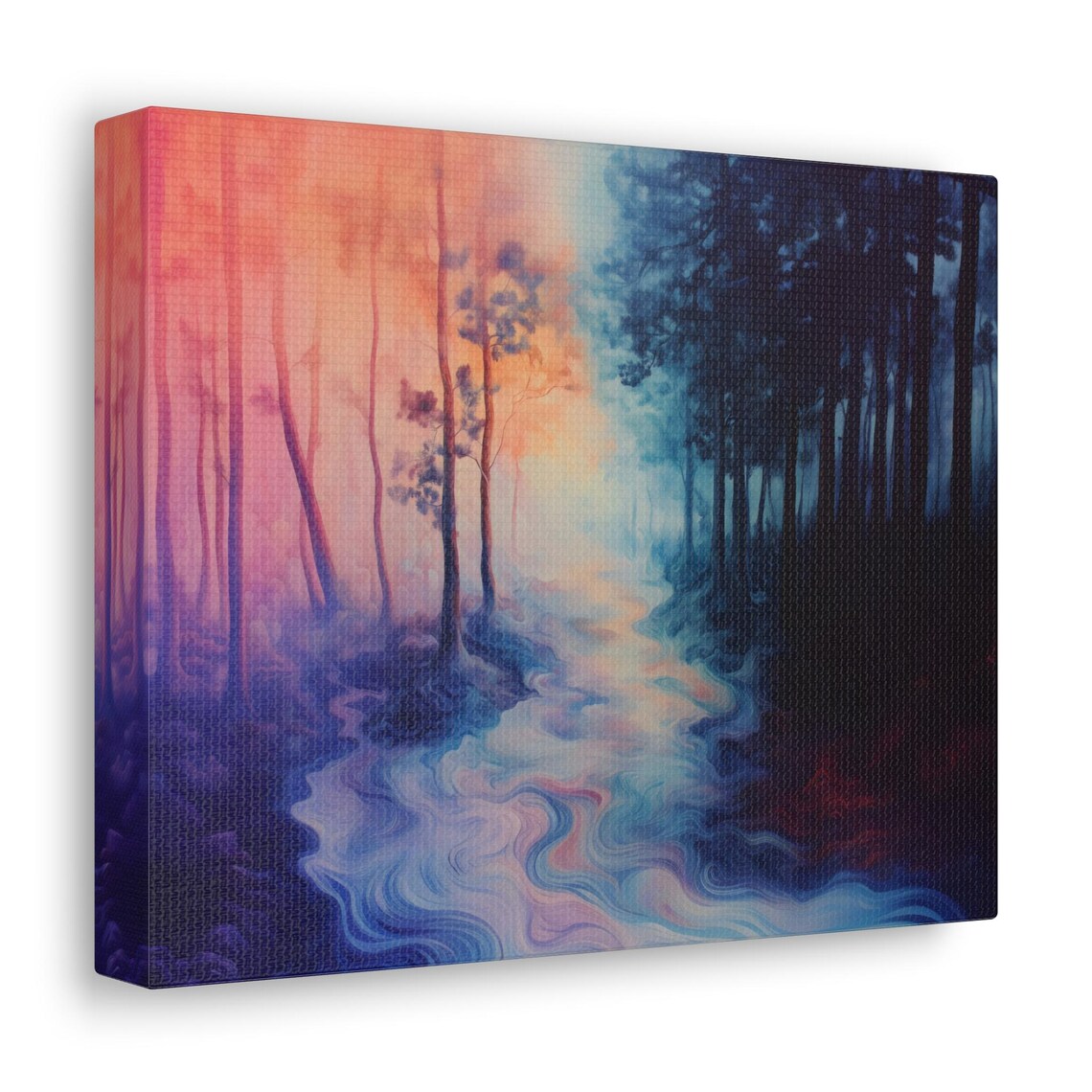 Pink and Blue Melting Forest Fog With Swirling Mist Art Print - Image 2