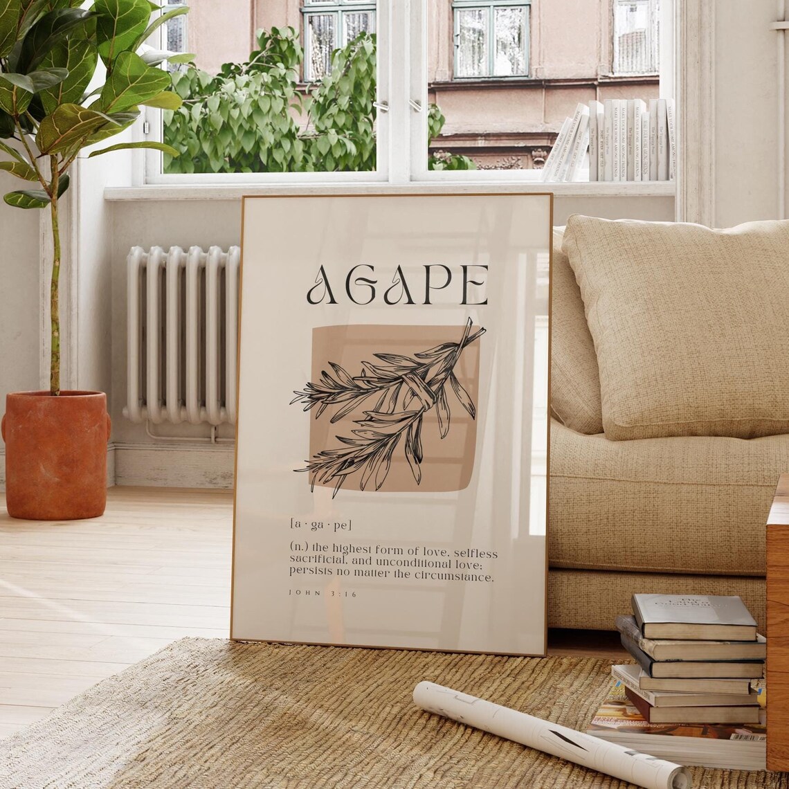 Agape Definition Christian Word Art, Minimalist Boho - Image 3