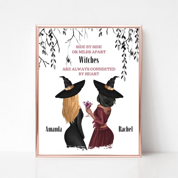 Witches Connected By Heart Halloween Friendship Quote Poster