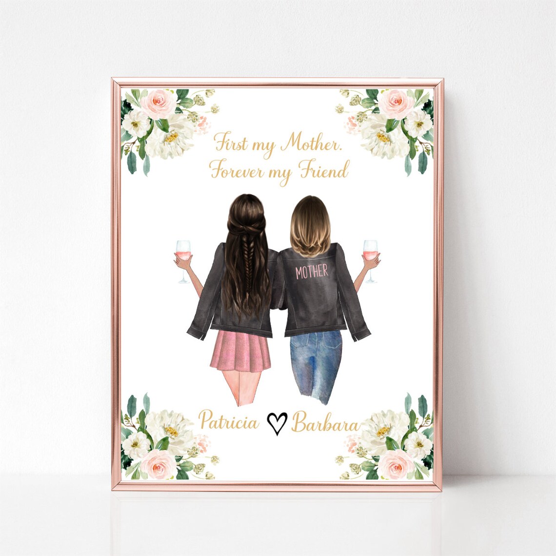 First My Mother Forever My Friend Wine Toast Keepsake Portrait Poster - Image 3