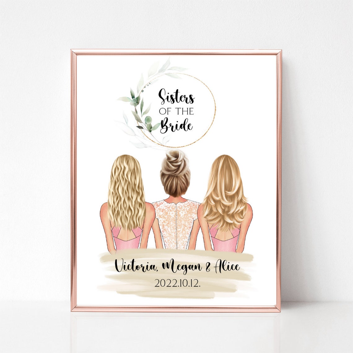 Personalized Sisters of the Bride Print Bridal Party Keepsake Gift
