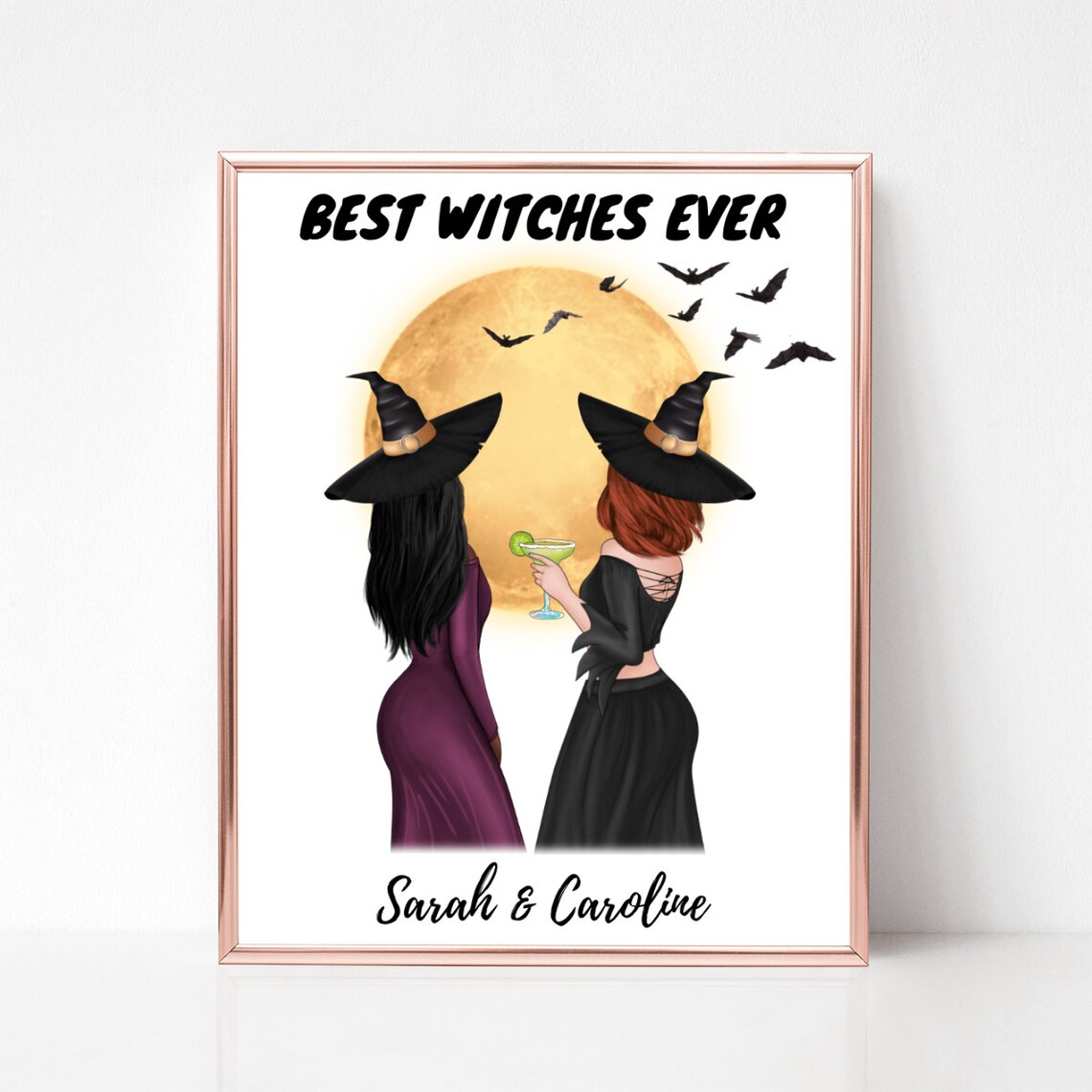 Best Witches Ever Halloween Two Friends Moon Portrait Poster