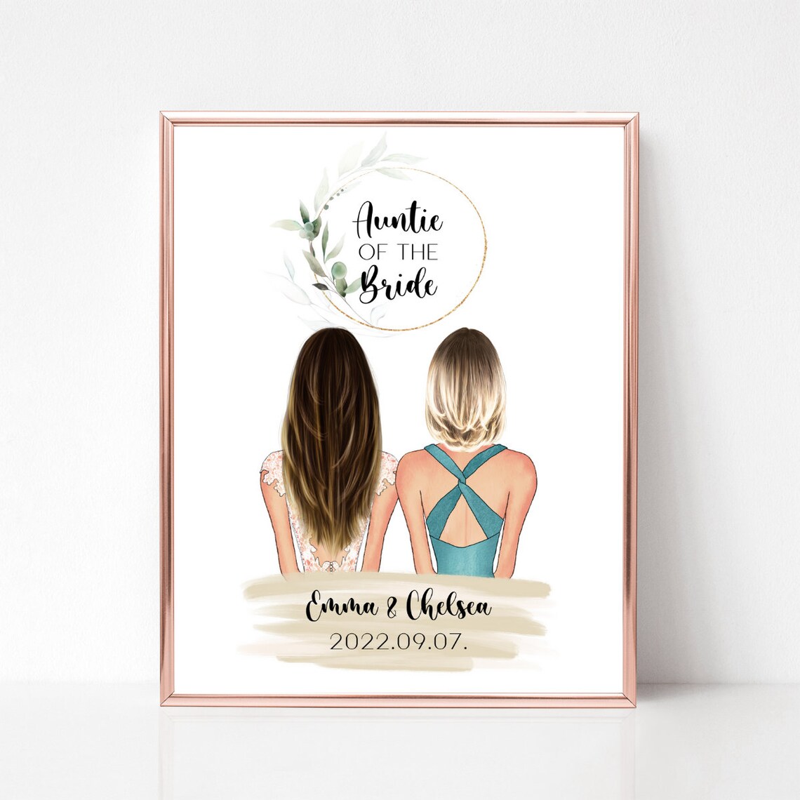 Auntie Of The Bride Custom Portrait Personalized Wedding Gift Poster For Aunt - Image 2