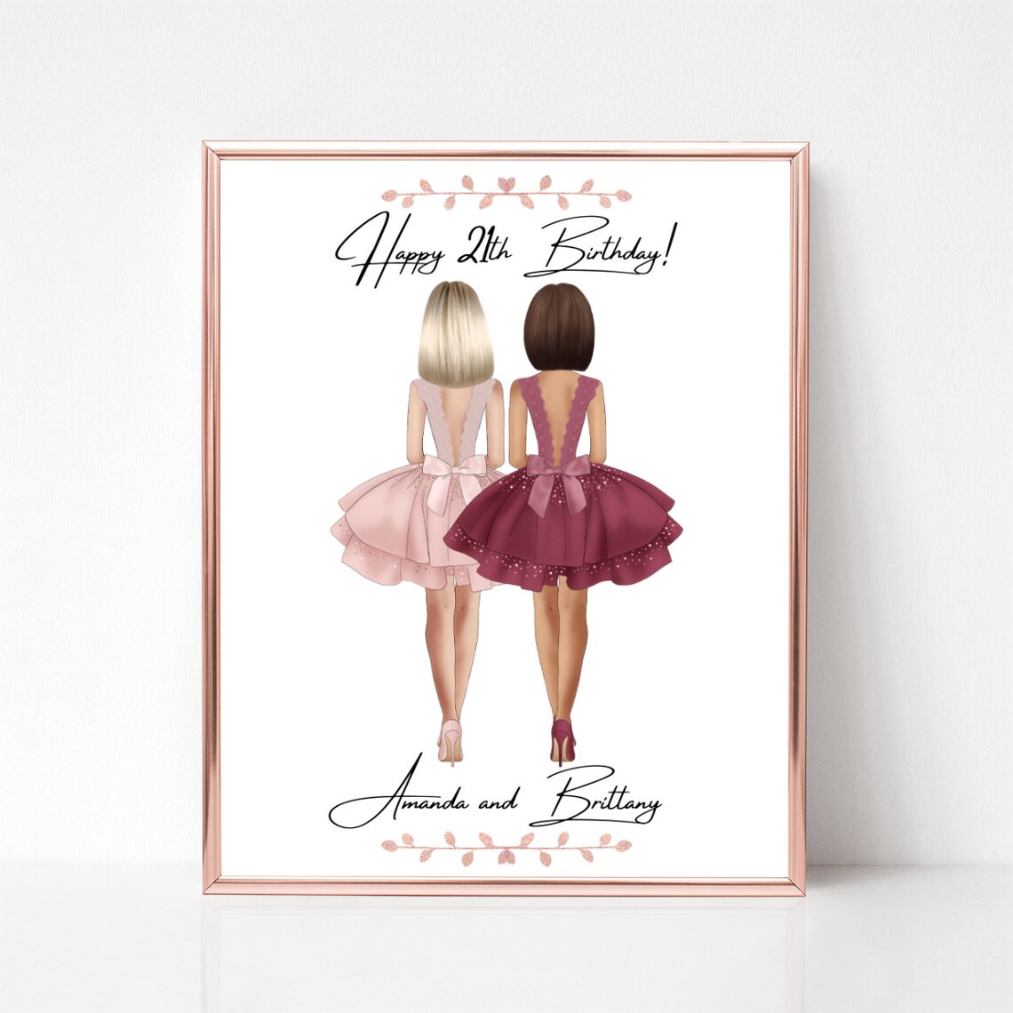 Best Friends in Glam Party Dresses 21st Birthday Gift Poster - Image 2