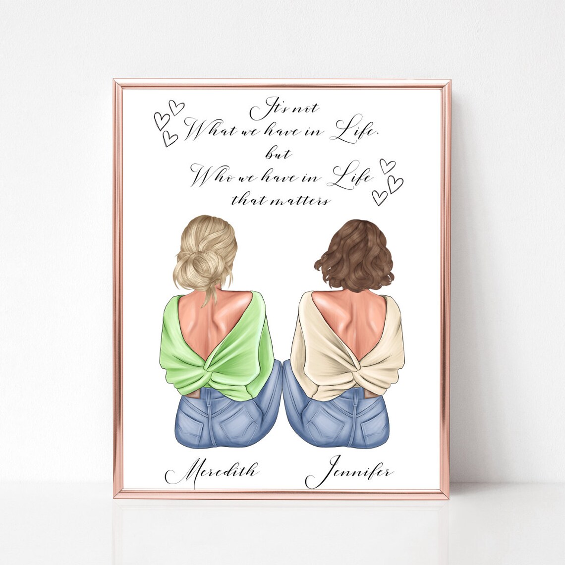 Best Friends Sitting From Behind Life Quote Friendship Gift Poster - Image 2
