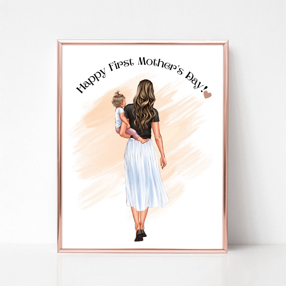 Personalized First Mother's Day Portrait New Mom With Baby Gift Print - Image 3