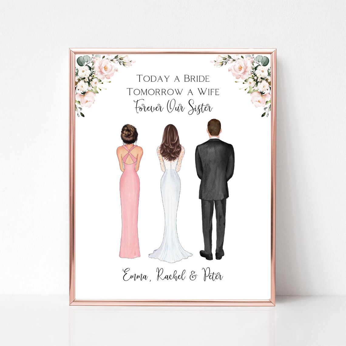 Today a Bride Tomorrow a Wife Forever Our Sister Poster Gift Art
