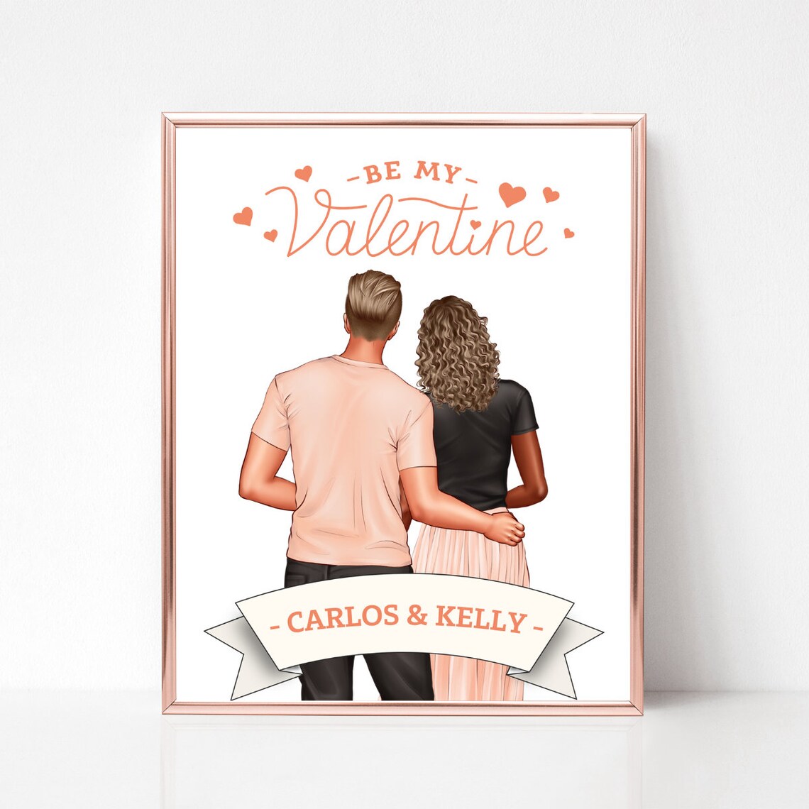 Be My Valentine Couple Ribbon Banner Sweet Custom Portrait Poster