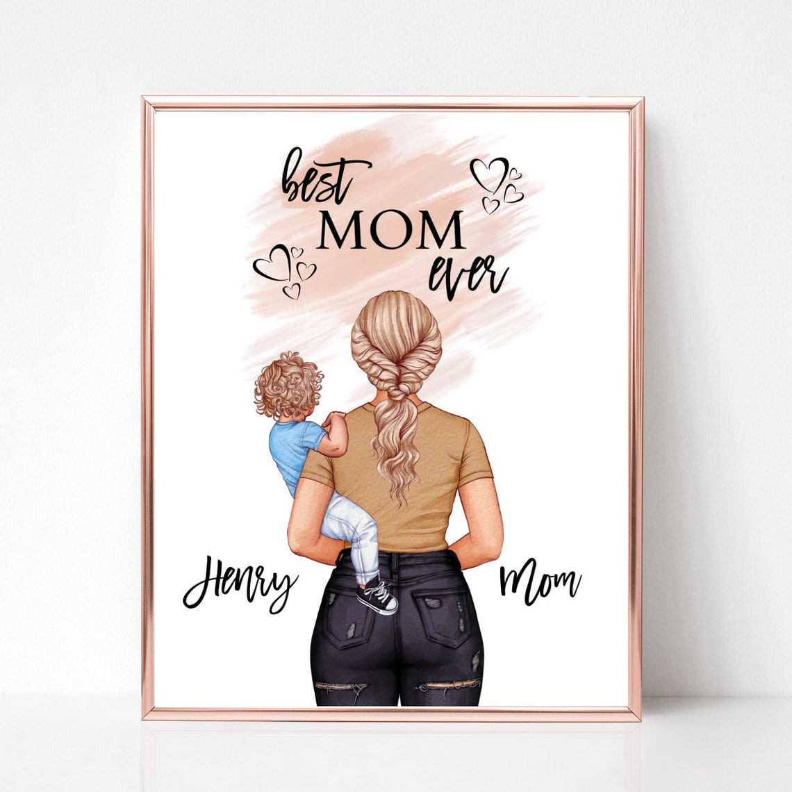 Best Mom Ever Personalized Mother and Toddler Portrait Poster