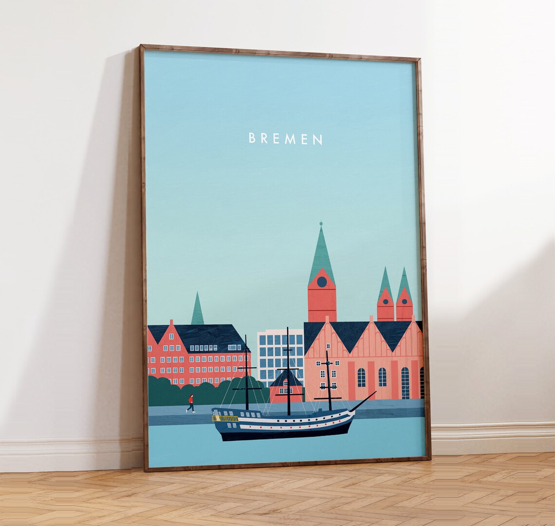 Bremen Germany Travel Poster, City Wall Art Print