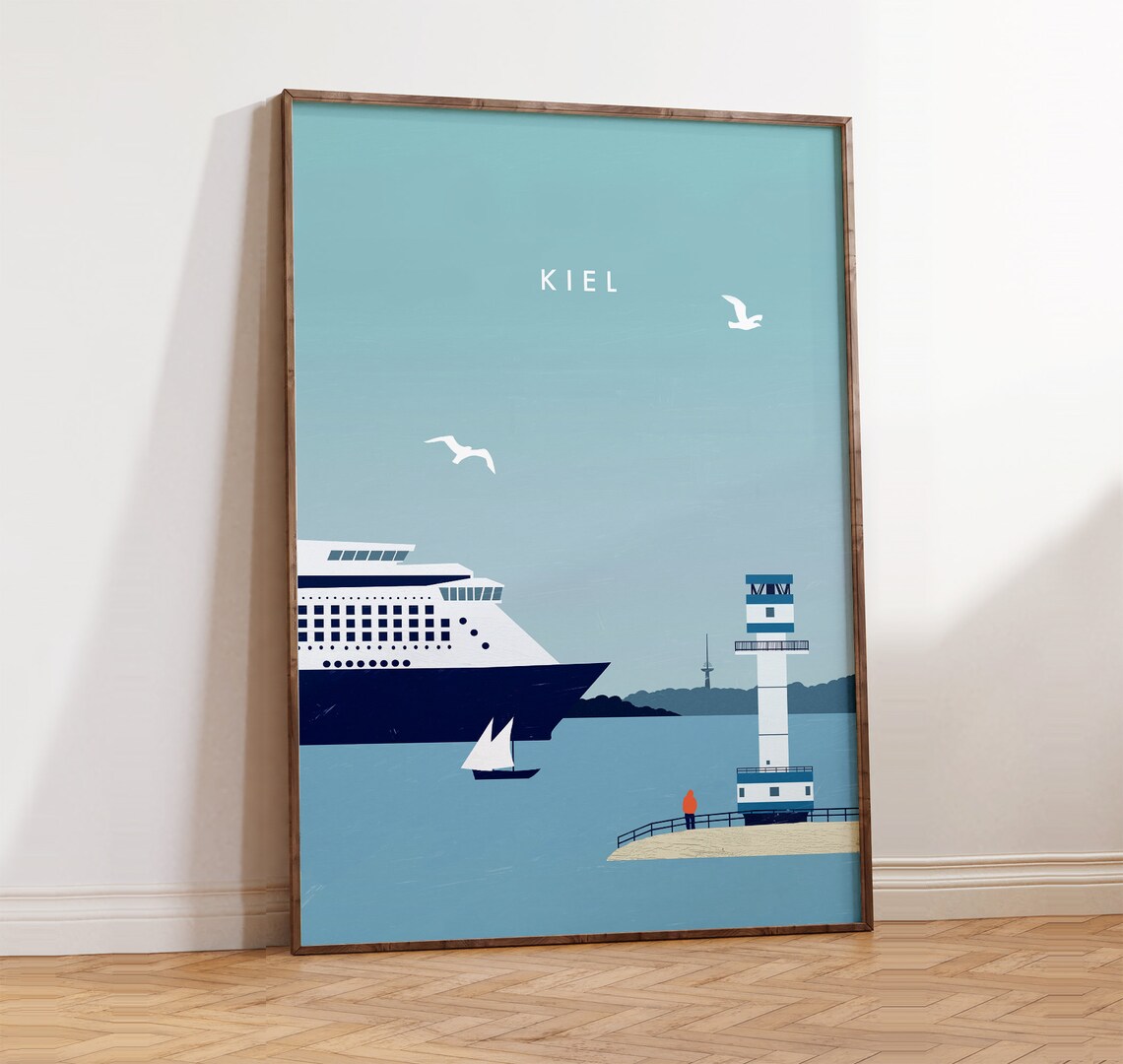 Kiel Travel Poster, Nordic Maritime City Print
