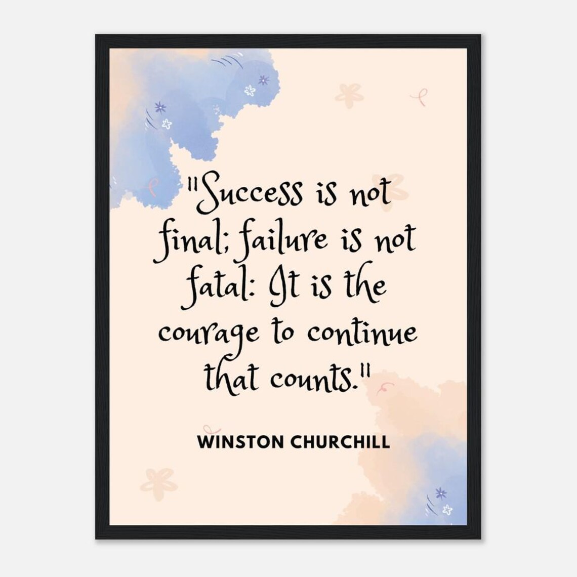 Winston Churchill Courage To Continue Quote Poster Pastel Floral Watercolor - Image 2