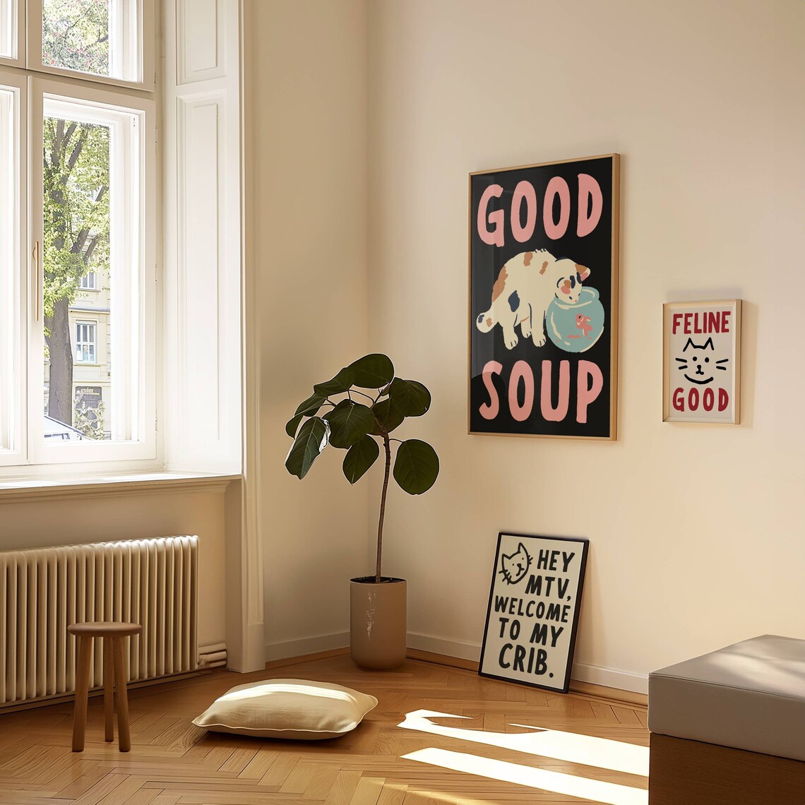 Good Soup Calico Cat Print, Funky Cat Art - Image 2