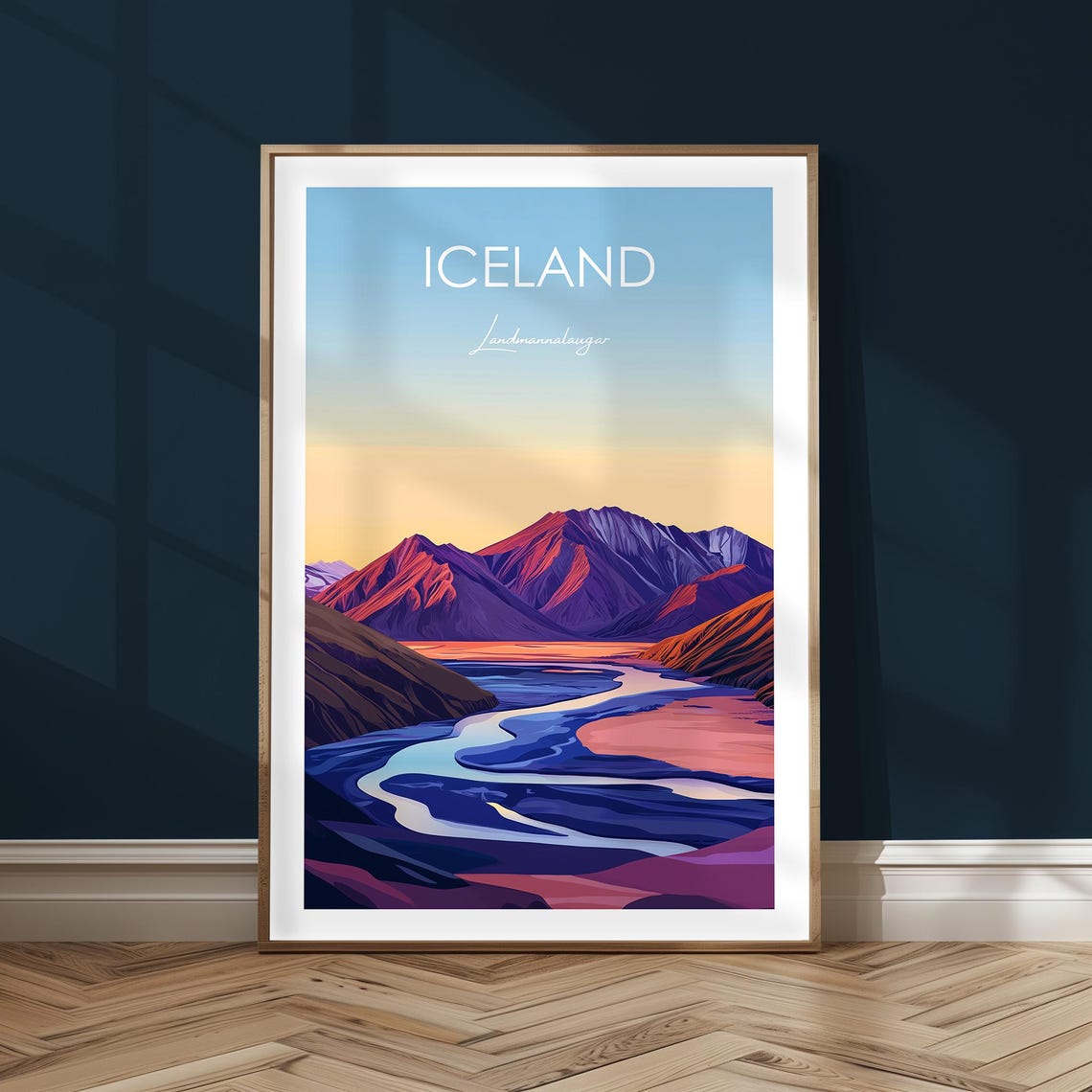 Iceland Landmannalaugar Rhyolite Mountains Sunset Travel Poster