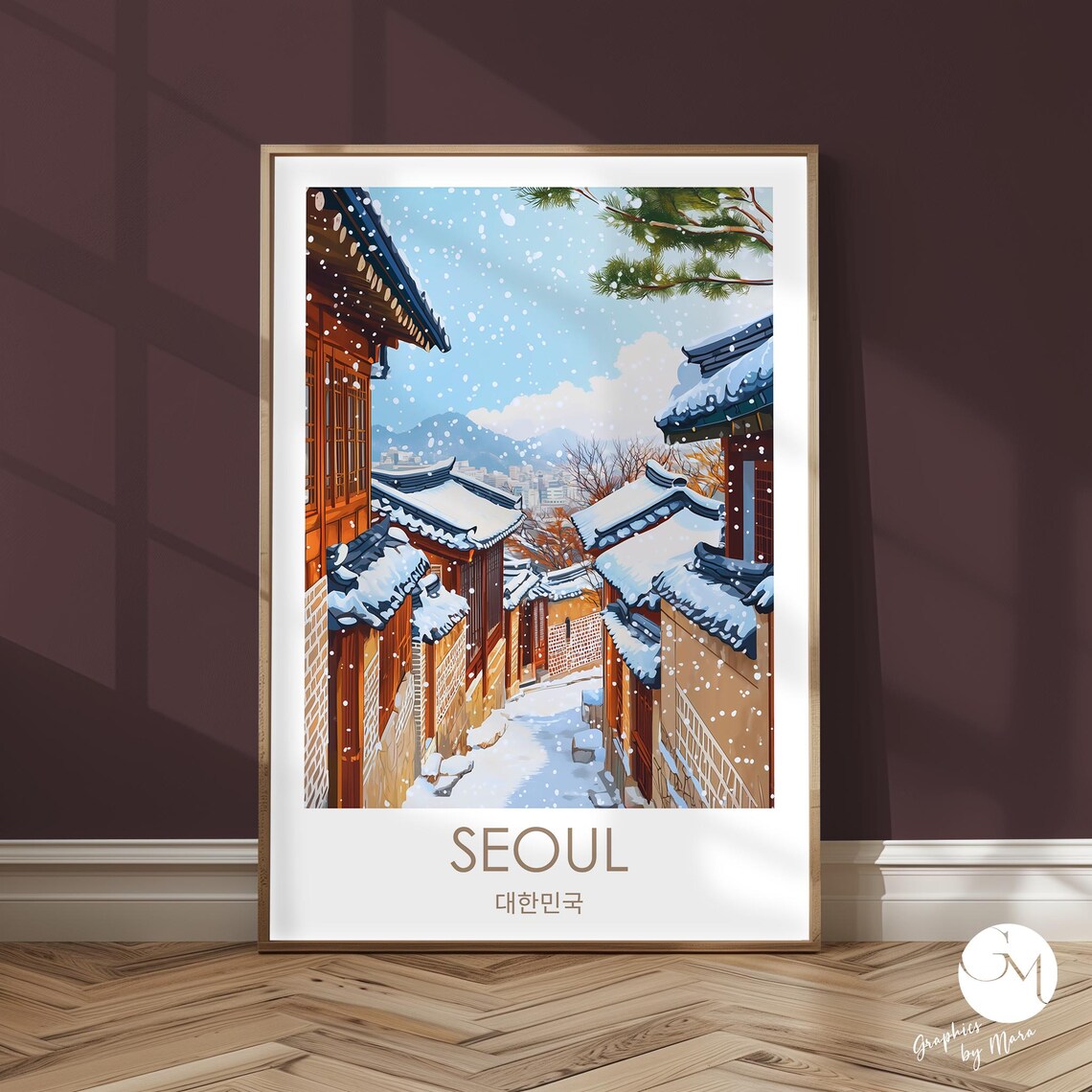 Seoul Travel Print, Bukchon Hanok Village Poster