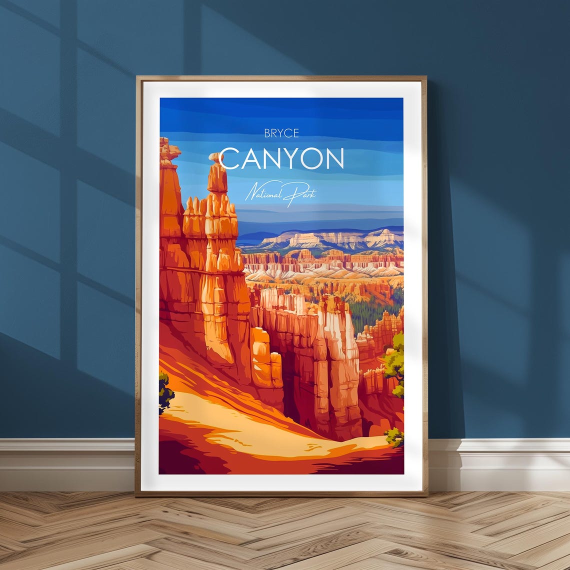 Bryce Canyon National Park Orange Hoodoos Sunset Travel Art Poster