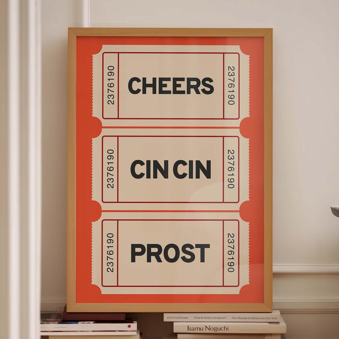 Cheers Cin Cin Prost Red Vintage Ticket Bar Cart Party Art Poster