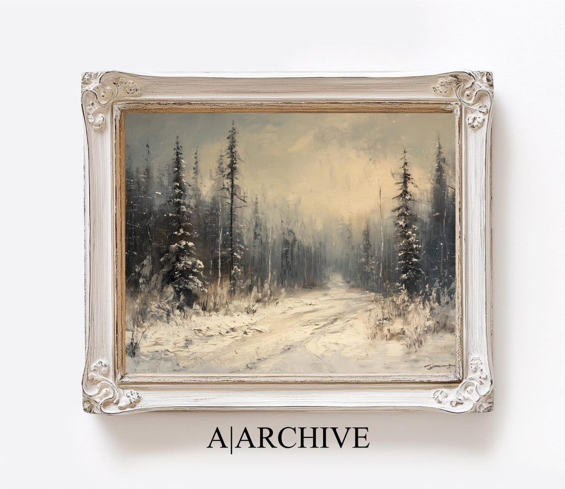 Golden Glow Snowy Pine Forest Path Winter Morning Landscape Poster - Image 3