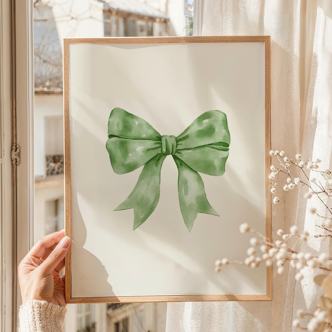 Green Bow Print, Preppy Coquette Wall Art
