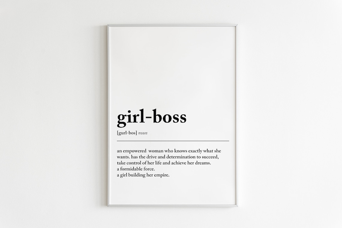 Girl Boss Definition, Motivational Wall Art Print