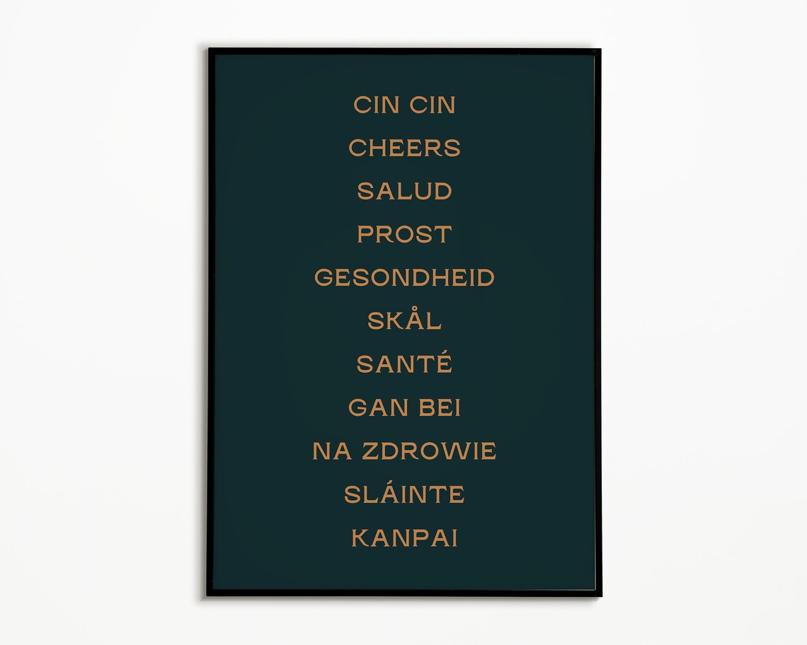 Cheers In Different Languages Sign Bar Cart Art Print - Image 2