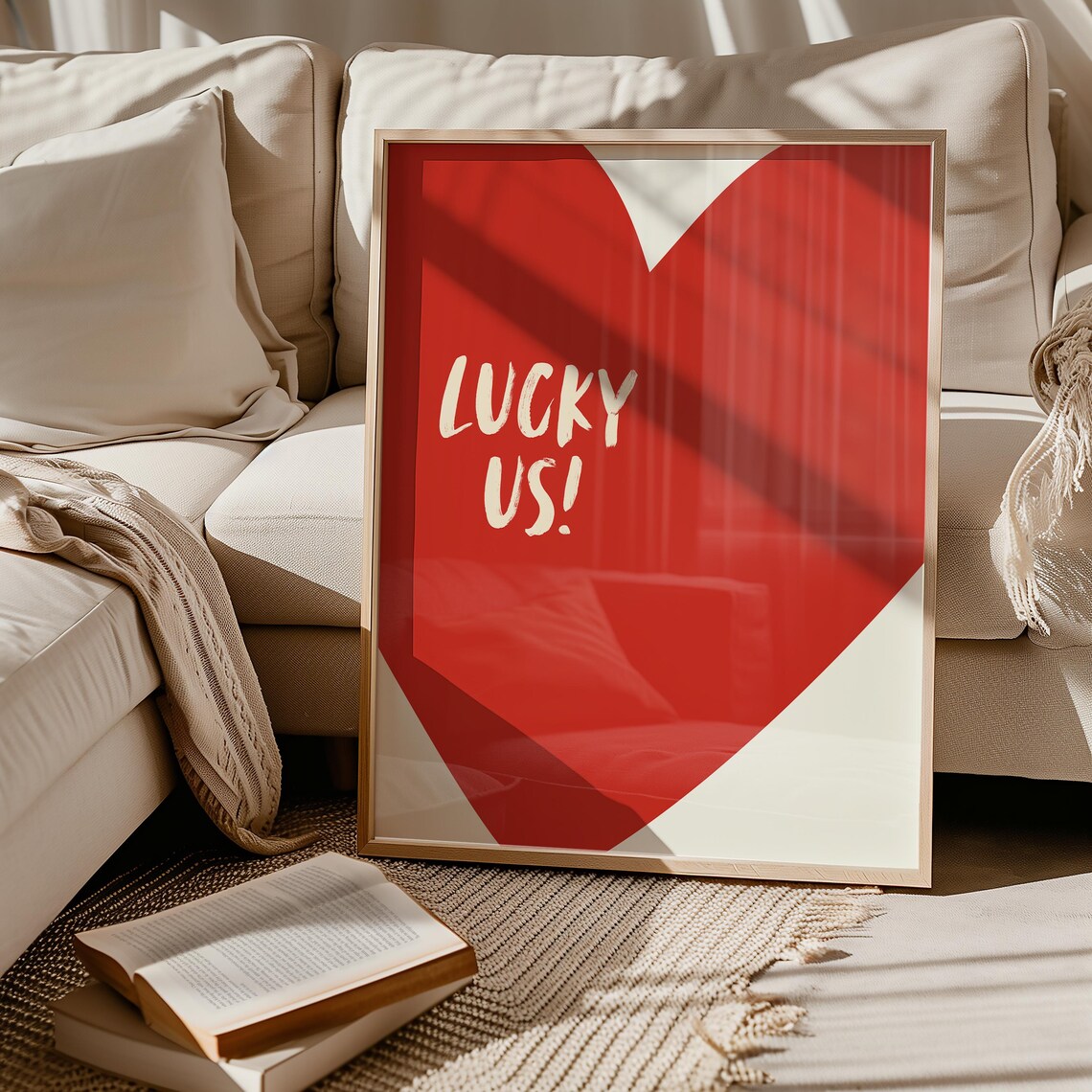 Lucky Us Heart, Modern Minimalist Love Poster - Image 2