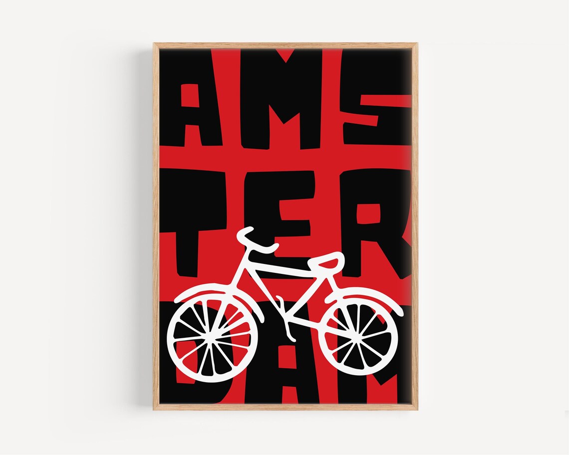 Amsterdam Bicycle Poster, Modern Travel Art
