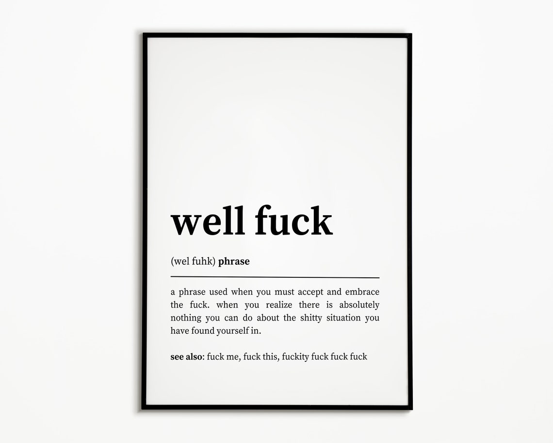 Well Fuck Definition Funny Wall Art Minimalist Home Decor Funny Home Office Decor Dorm Room Decor - Image 2