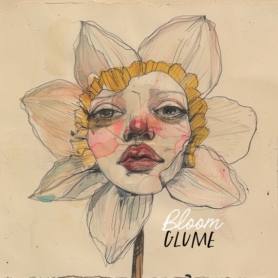 Seraphina Bloomies Daffodil Flower Face Cottagecore Lowbrow Art Print