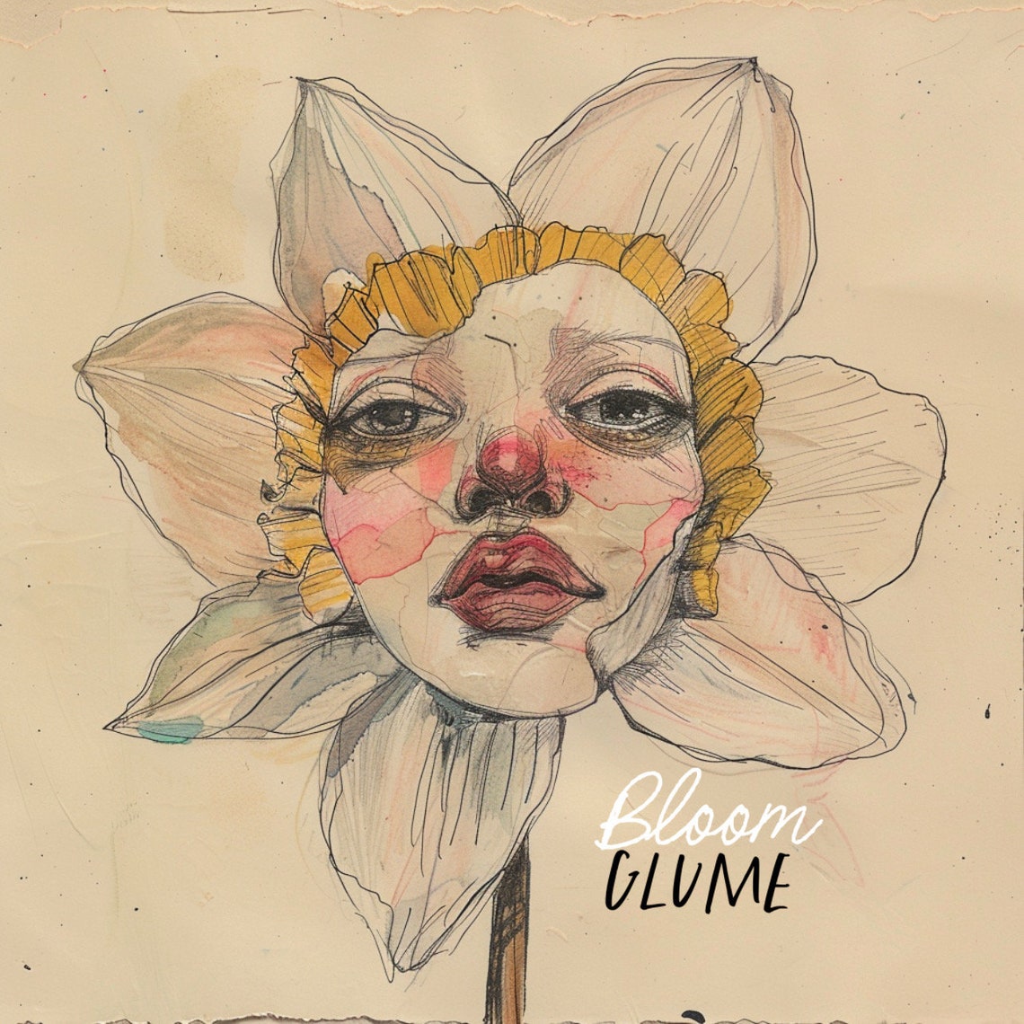 Seraphina Bloomies Daffodil Flower Face Cottagecore Lowbrow Art Print