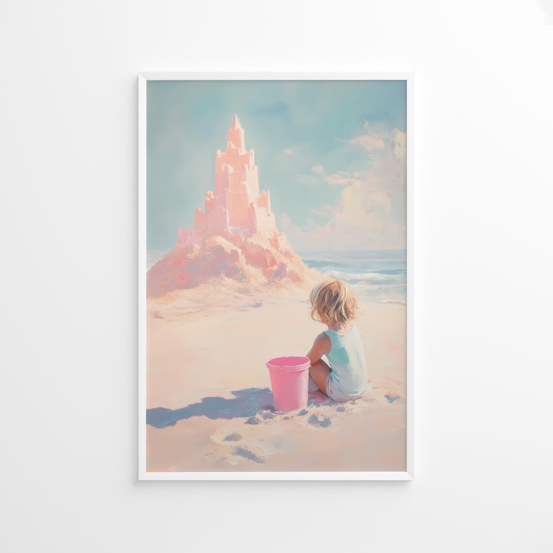 Sandcastle Beach Poster, Coastal Nursery Decor