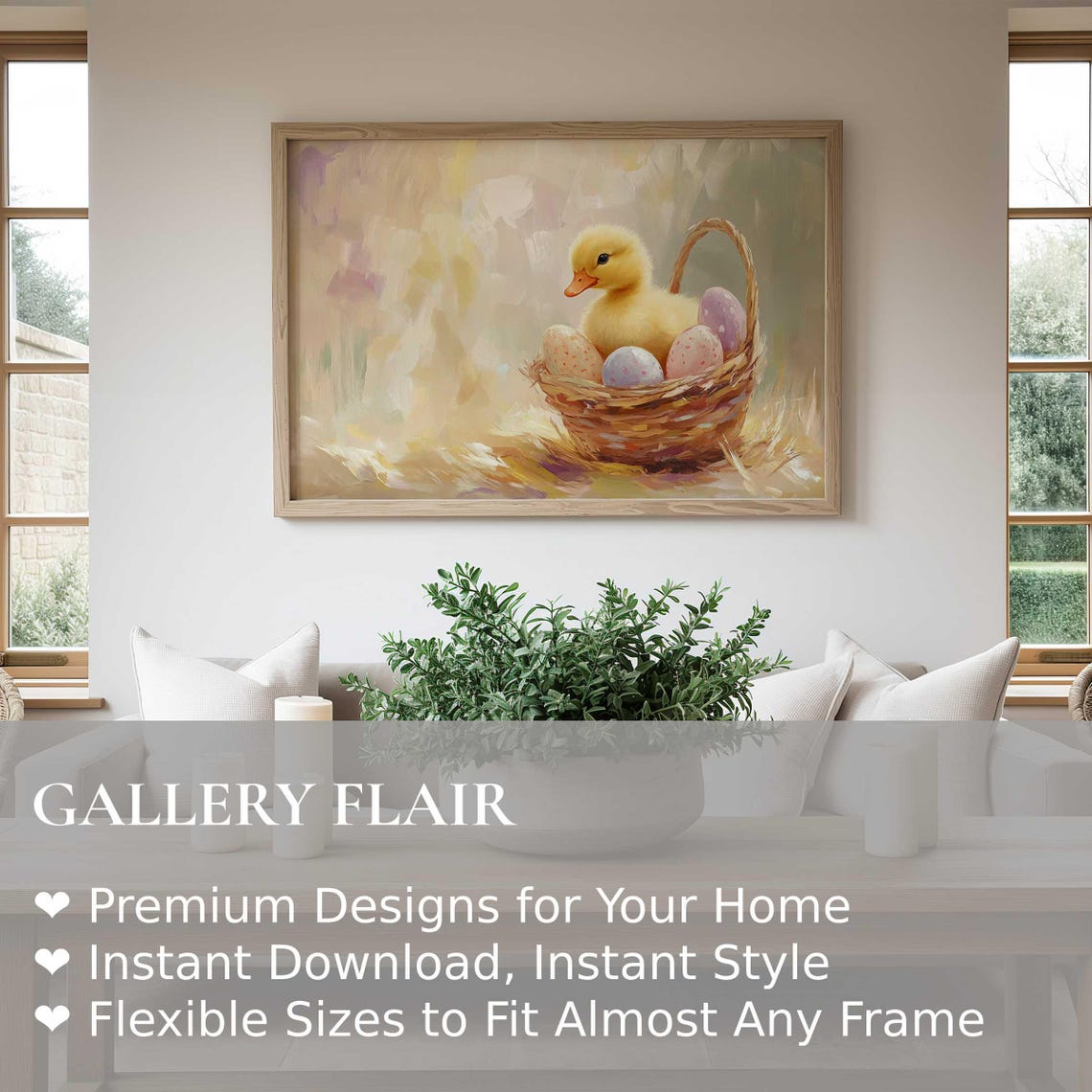Farmhouse Easter Wall Art Duckling Easter Basket Delight Vintage Spring Print Decor Rustic Easter Art - Image 2