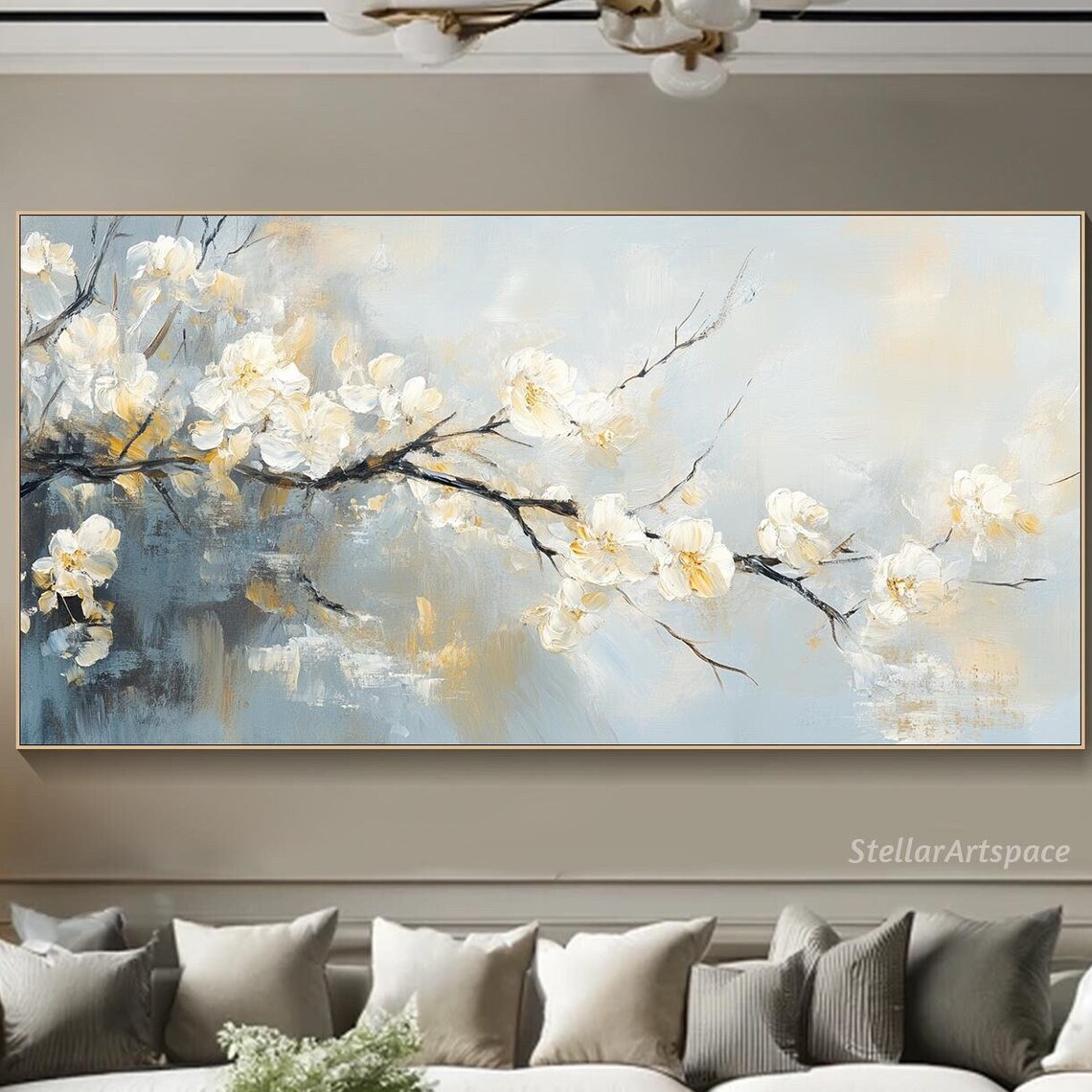 Cherry Blossom Branch, Minimalist Floral Art Print
