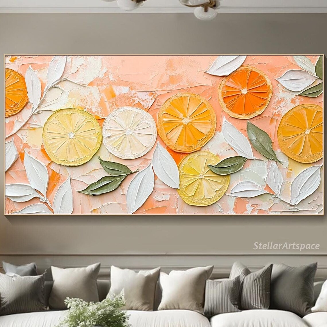 Citrus Fruit Slices Orange Lemon Impasto Still Life Kitchen Art Poster