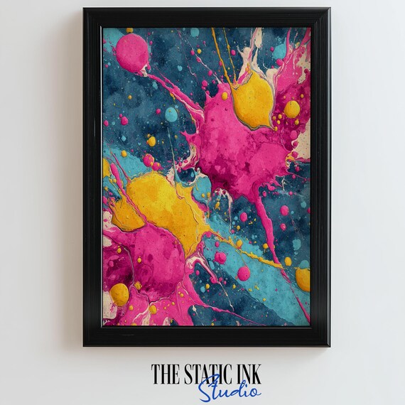Color Splash Abstract Wall Art Vibrant Pop Print Bold Modern Painting For Creative Spaces
