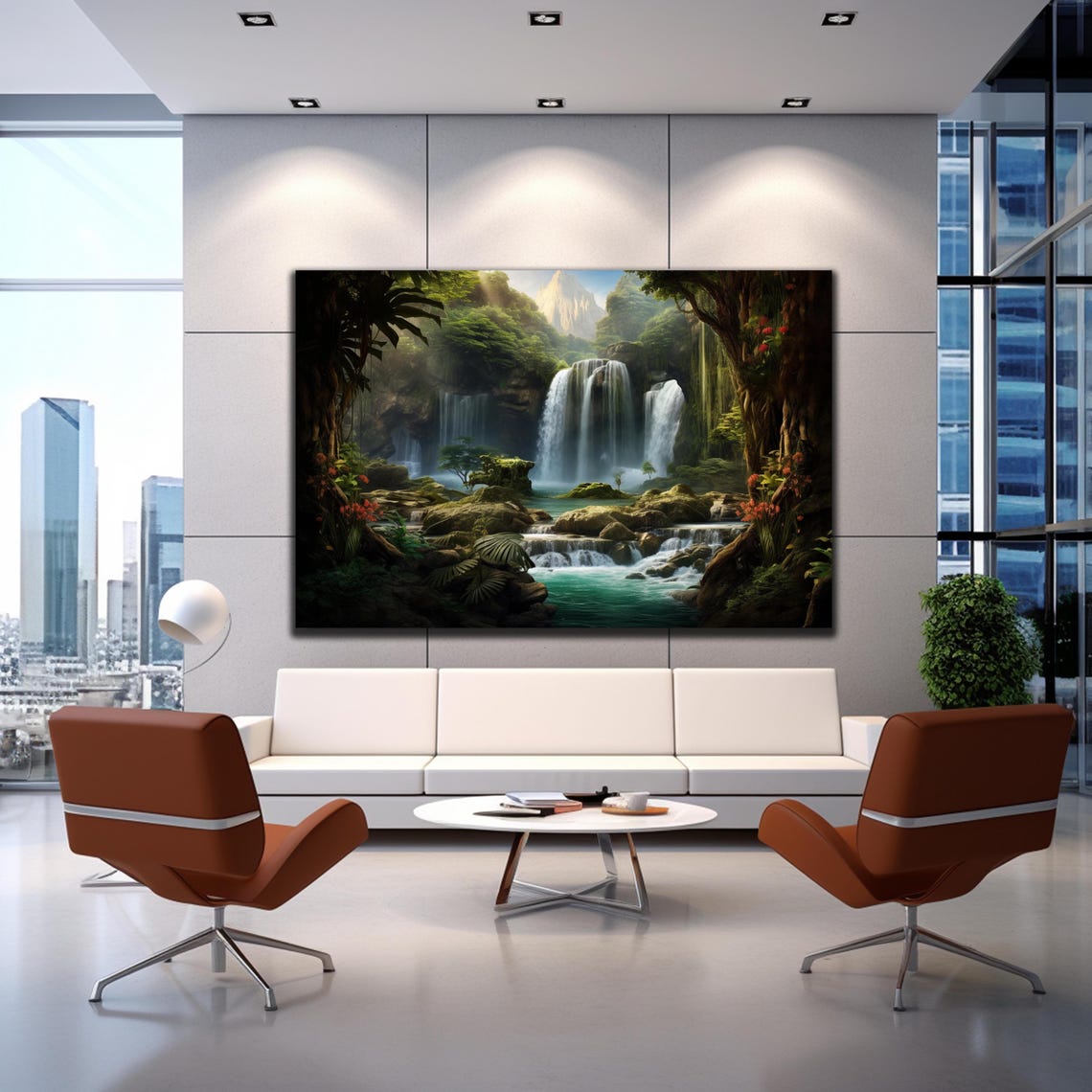 Tropical Waterfall Jungle Mountain Peak Paradise Nature Wall Poster - Image 3