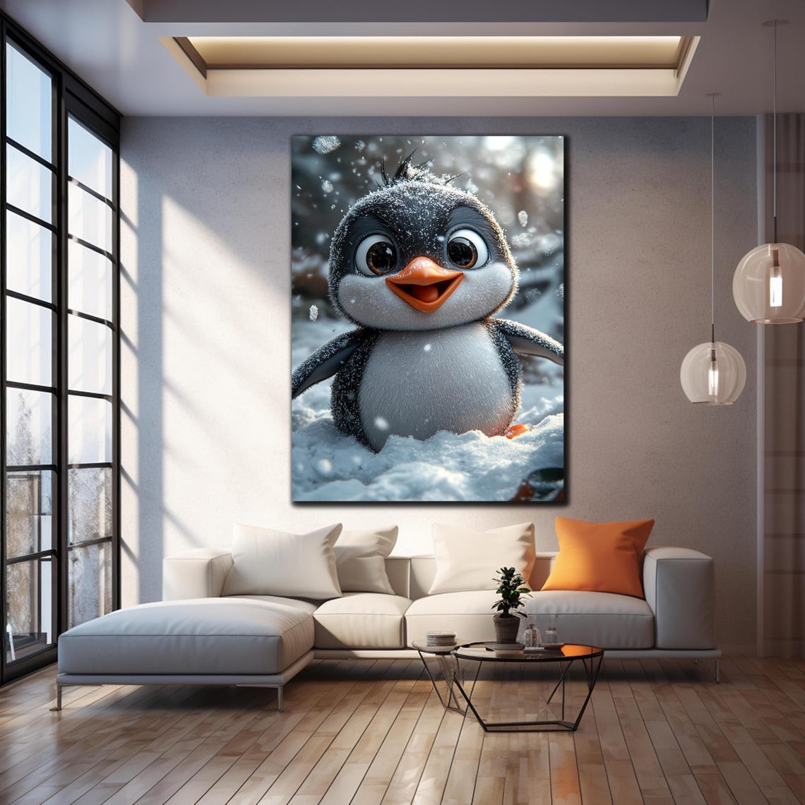 Cute Baby Penguin Snowfall Big Eyes Kids Room Animal Wall Art Poster - Image 4