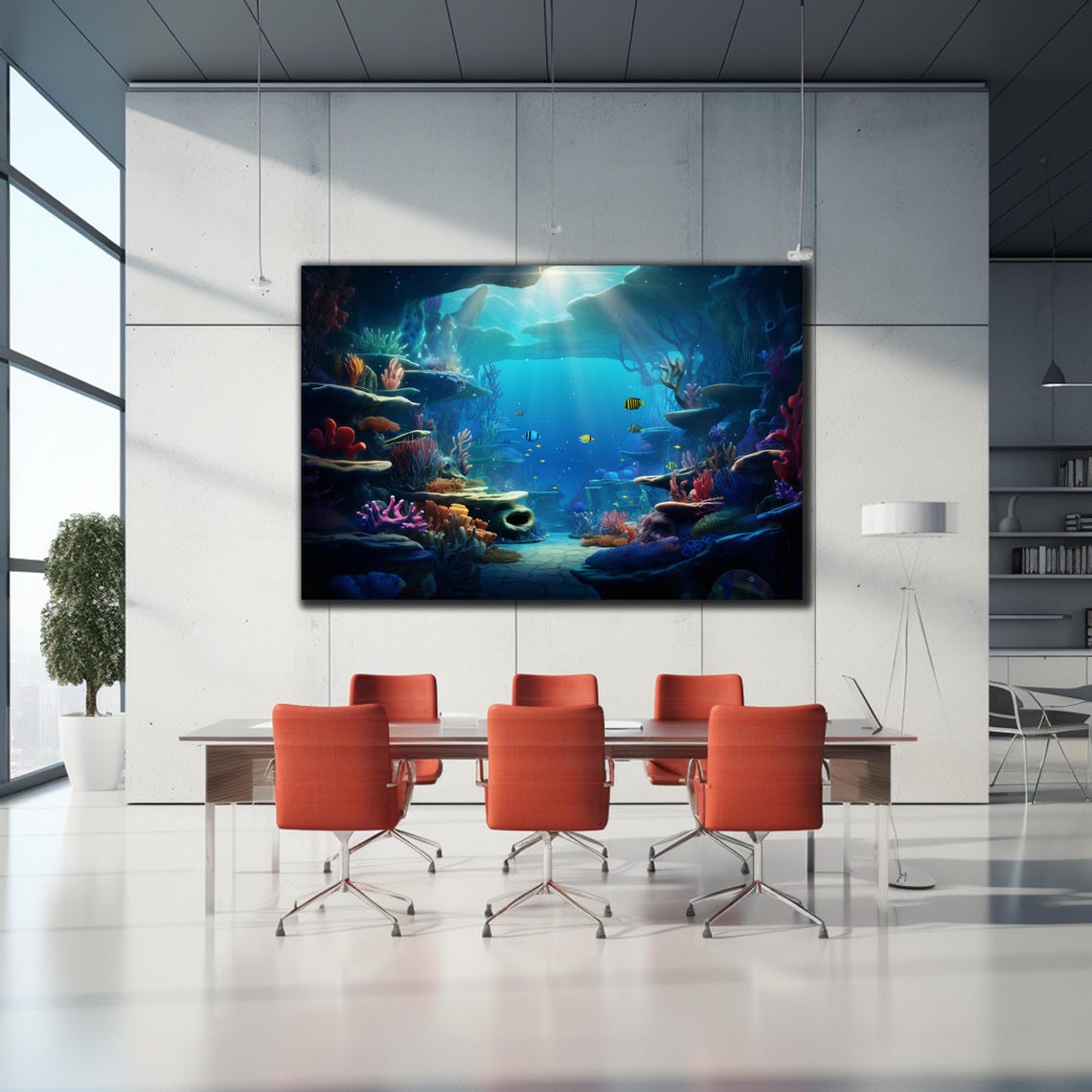Underwater Coral Grotto Crystal Blue Cavern Light Rays Art Poster - Image 2