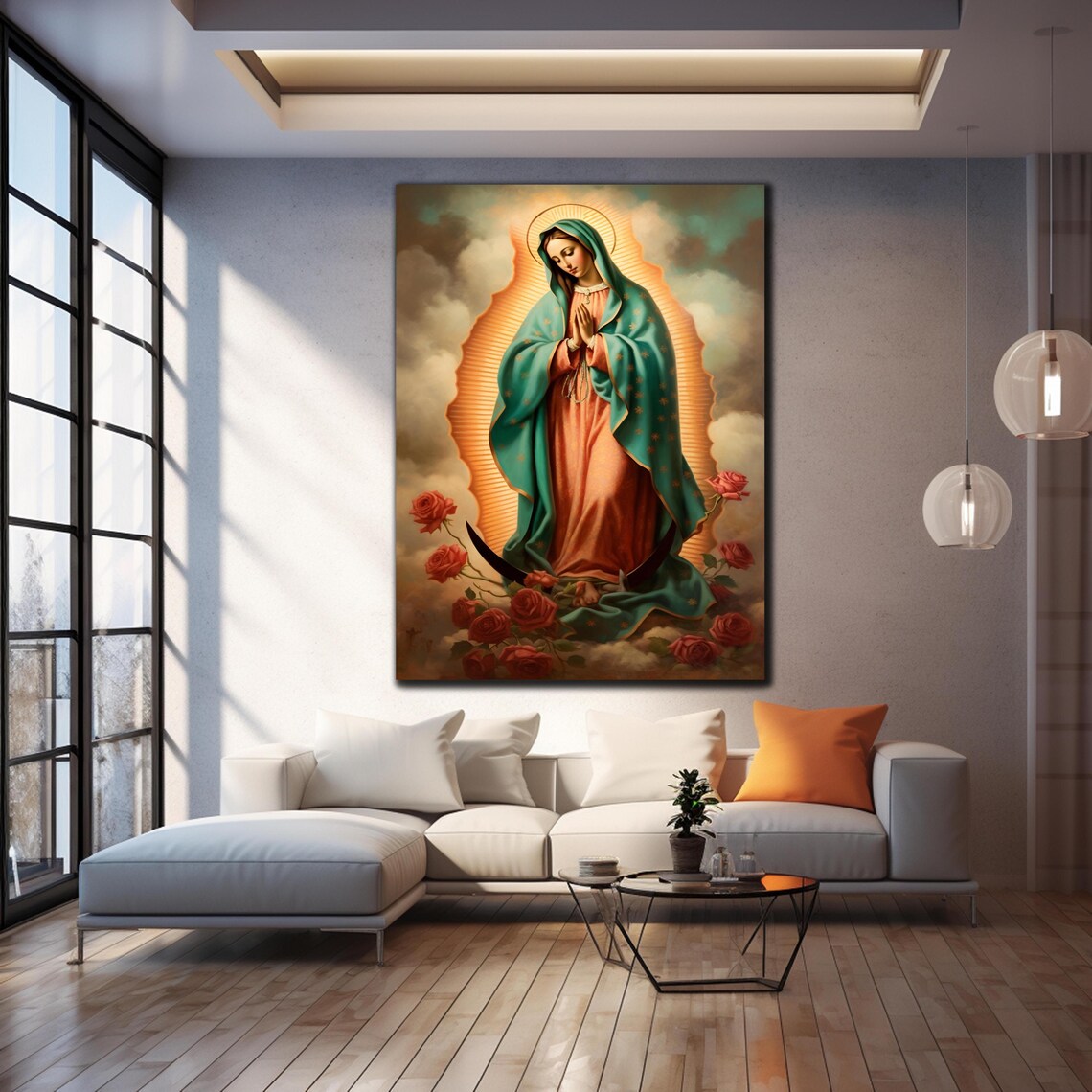 Our Lady of Guadalupe Roses Heavenly Mandorla Religious Art Poster - Image 4