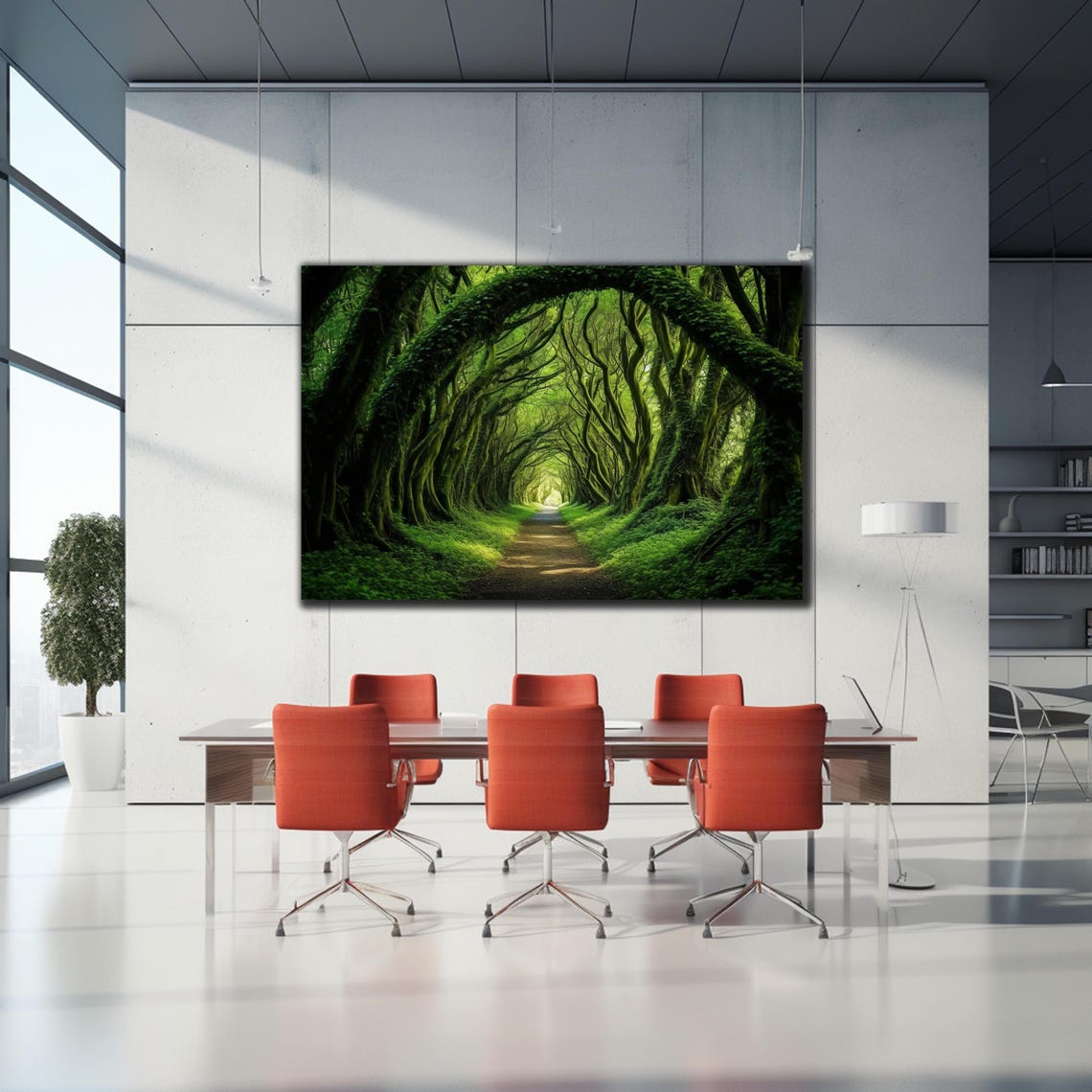 Green Tree Tunnel Arch Forest Pathway Lush Nature Photography Poster - Image 2