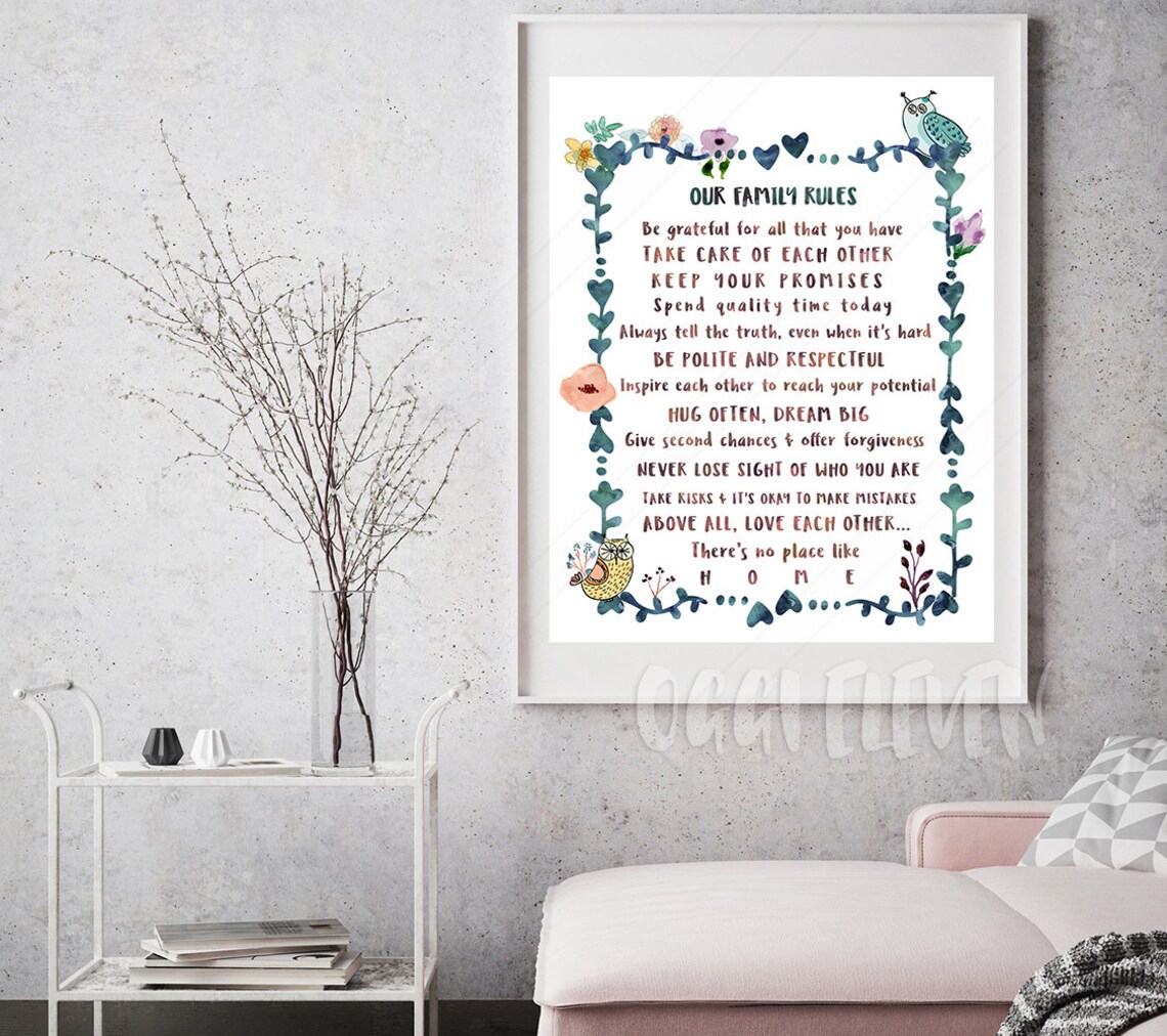 Family Rules Watercolor Art Print for Nursery - Image 3