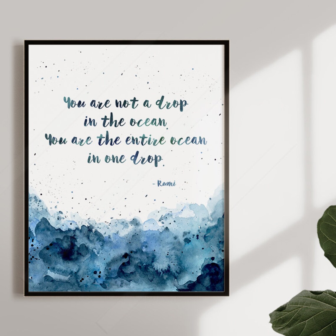 Rumi Quote Print, Watercolor Ocean Inspiration