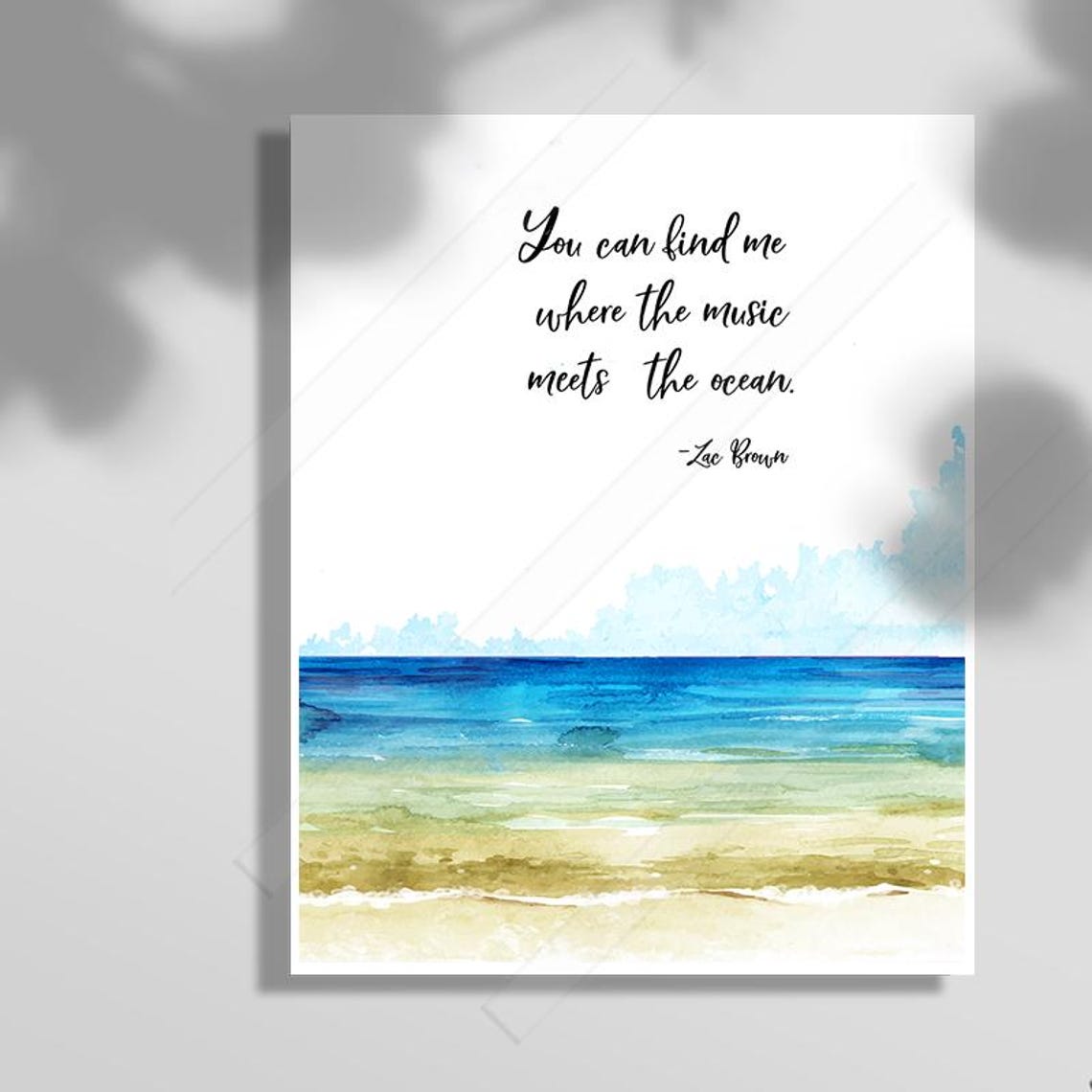 Zac Brown Where The Music Meets The Ocean Beach Waves Quote Poster