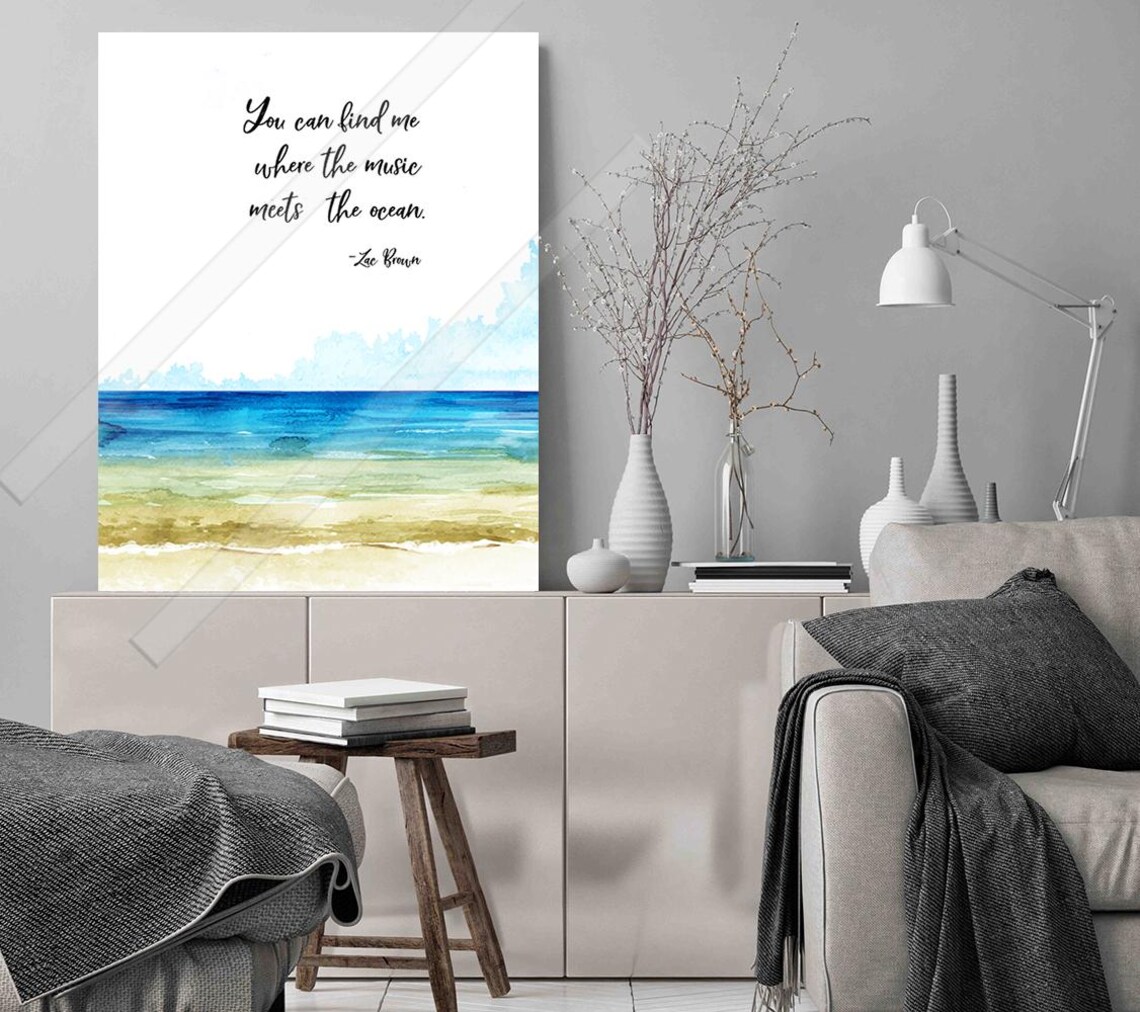 Zac Brown Where The Music Meets The Ocean Beach Waves Quote Poster - Image 3
