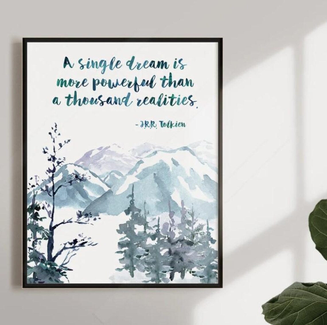 A Single Dream Is More Powerful Quote, Watercolor Art Print