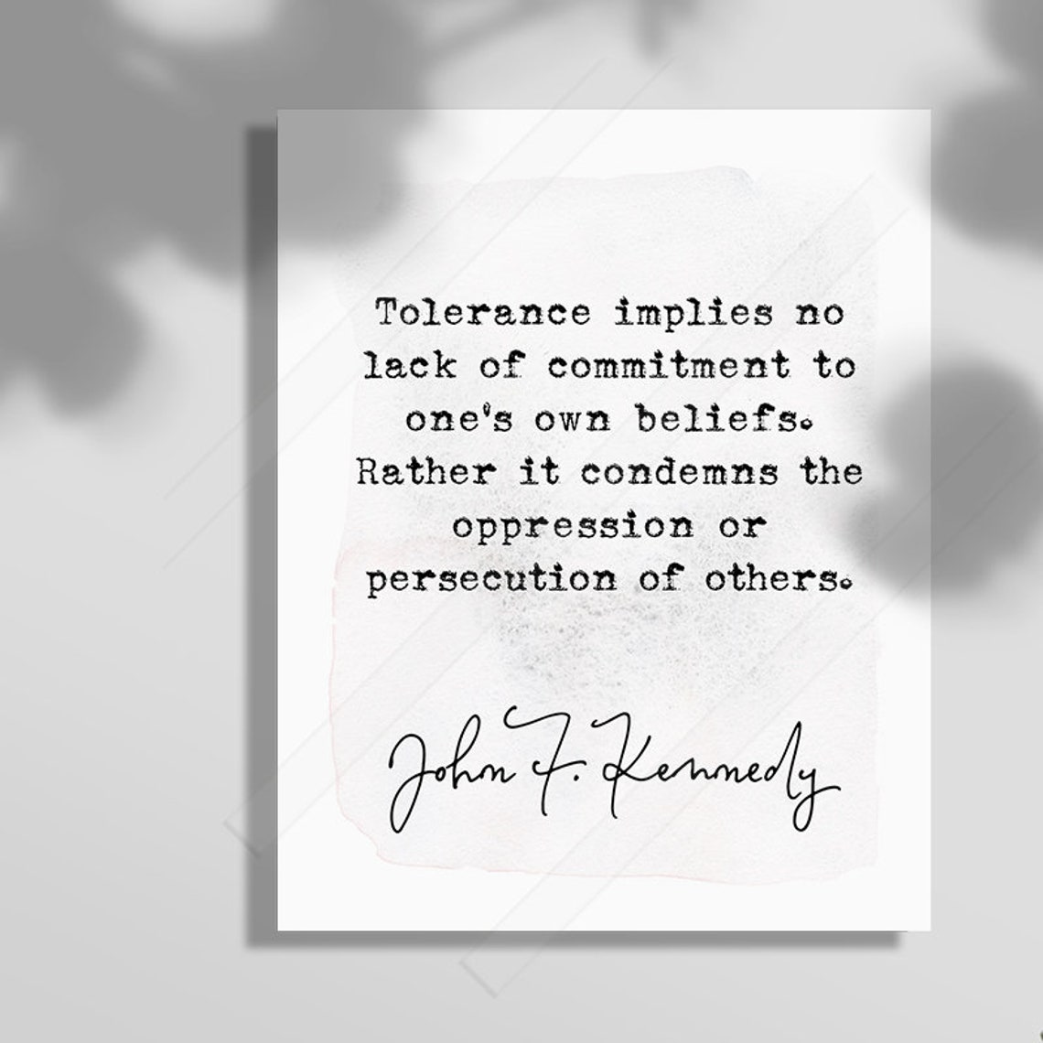 John F Kennedy Tolerance Quote Typewriter Art Office Decor Poster