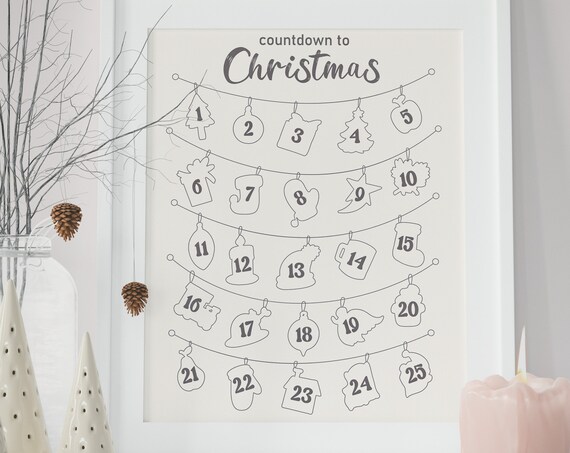 Countdown to Christmas Days Calendar Modern Minimal Holiday Poster
