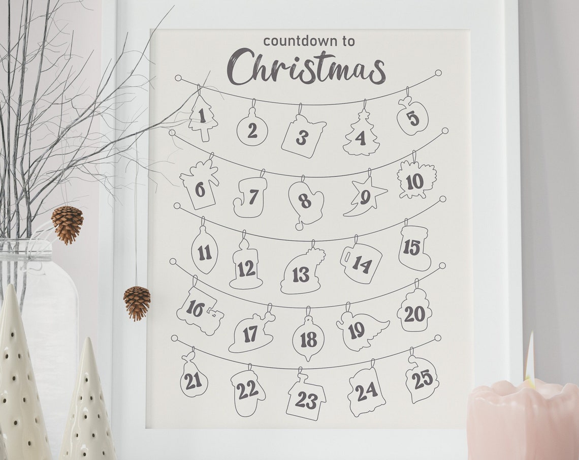 Countdown to Christmas Days Calendar Modern Minimal Holiday Poster
